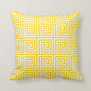 Greek Key Pillow in Freesia Yellow