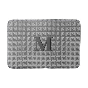 Greek Key, shades of grey / grey Bath Mat