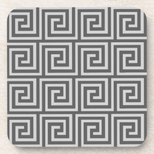 Greek Key, shades of grey / grey Coaster
