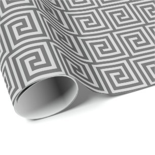 Greek Key, shades of grey / grey Wrapping Paper
