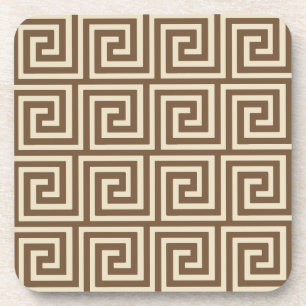 Greek Key, shades of taupe tan Coaster
