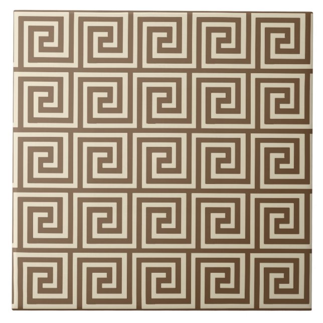 Greek Key, shades of taupe tan Tile (Front)