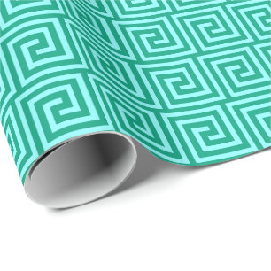 Greek Key, turquoise and aqua Wrapping Paper
