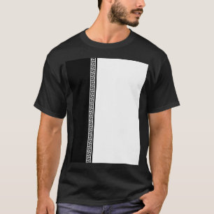 Greek Key Verticle - Black And White T-Shirt