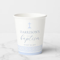 Greek Key White Blue Baptism
