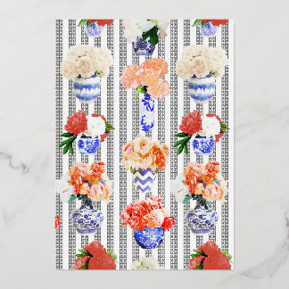 Greek Key with Peonies