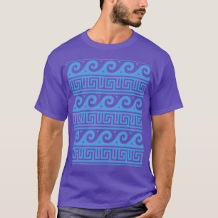 Greek Key with Waves Blue Sea T-Shirt