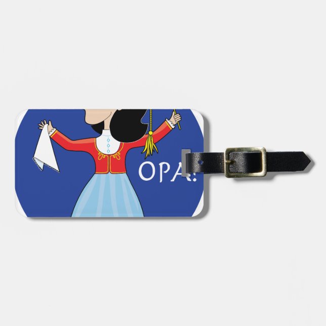 Greek Lady Dancing Luggage Tag (Front Horizontal)