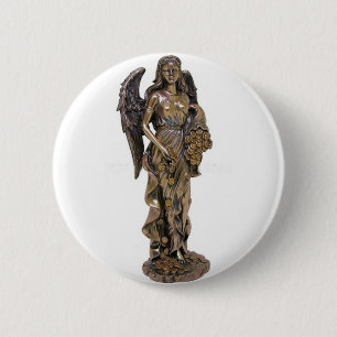 GREEK LADY FORTUNA STATUE 6 CM ROUND BADGE