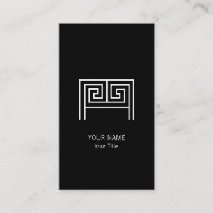 GREEK LETTER M MONOGRAM BLACK BUSINESS CARD