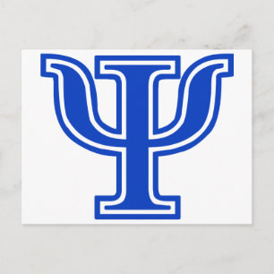 Greek Letter Psi Blue Monogram Initial Postcard