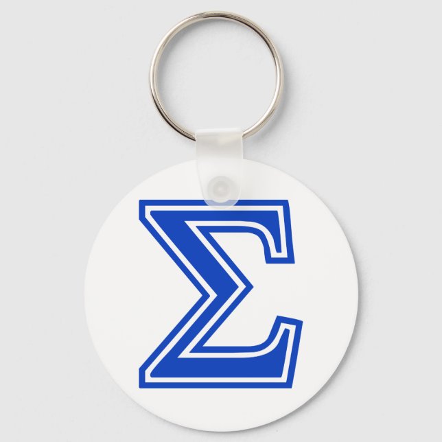 Greek Letter Sigma Blue Monogram Initial Key Ring (Front)