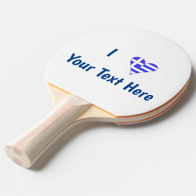 Greek Love Flag Heart Personalised Ping Pong Paddle (Front Angle)