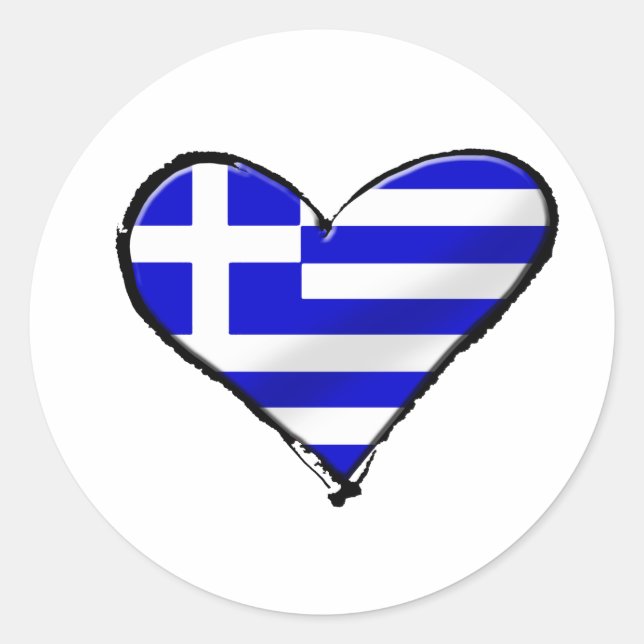 Greek love - I love Greece flag love heart Classic Round Sticker (Front)