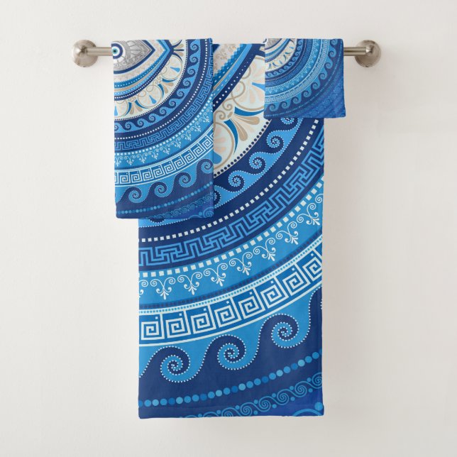 Greek Mati Mataki - Greek Evil Eye ornament Bath Towel Set (Insitu)