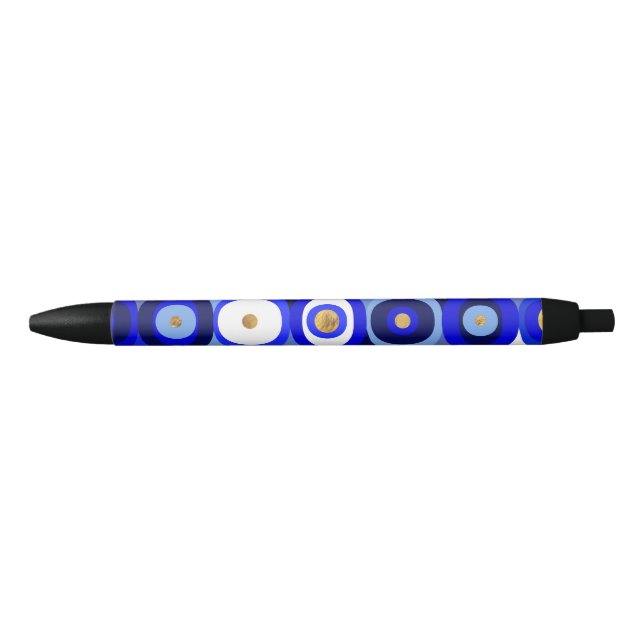 Greek Mati Mataki - Matiasma Evil Eye blues Black Ink Pen (Front)