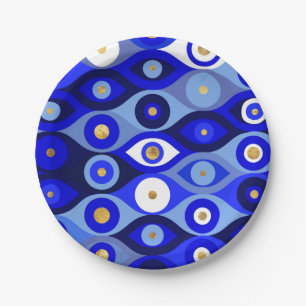 Greek Mati Mataki - Matiasma Evil Eye blues Paper Plate