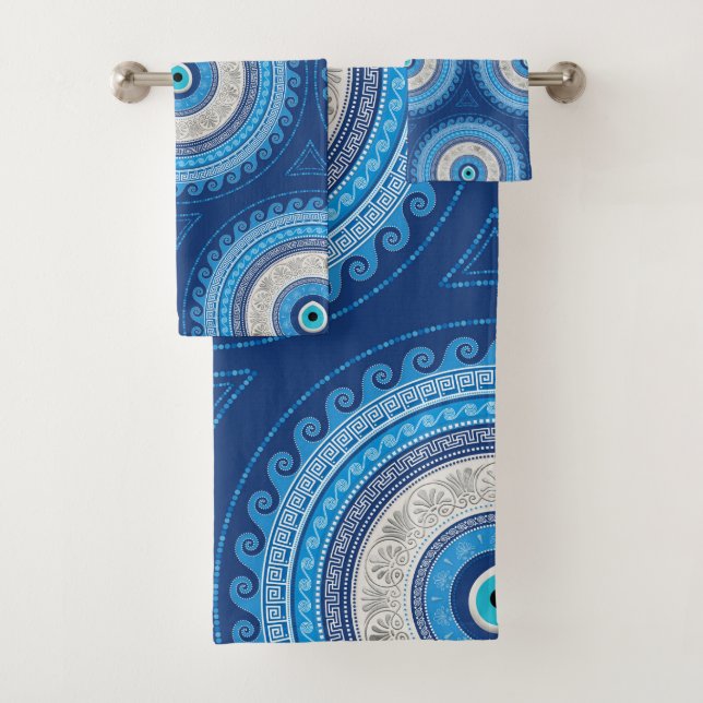 Greek Mati Mataki - Matiasma Evil Eye ornament Bath Towel Set (Insitu)