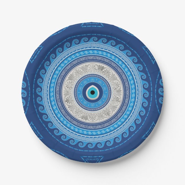 Greek Mati Mataki - Matiasma Evil Eye ornament Paper Plate (Front)