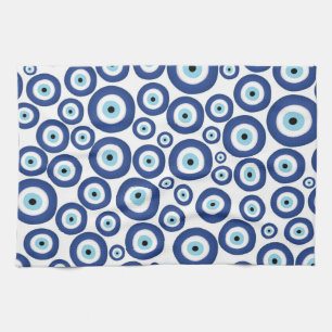 Greek Mati Mataki - Matiasma Evil Eye Pattern #1 Tea Towel
