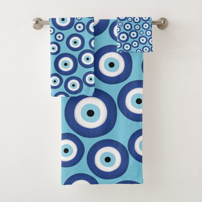 Greek Mati Mataki - Matiasma Evil Eye Pattern #2 Bath Towel Set (Insitu)