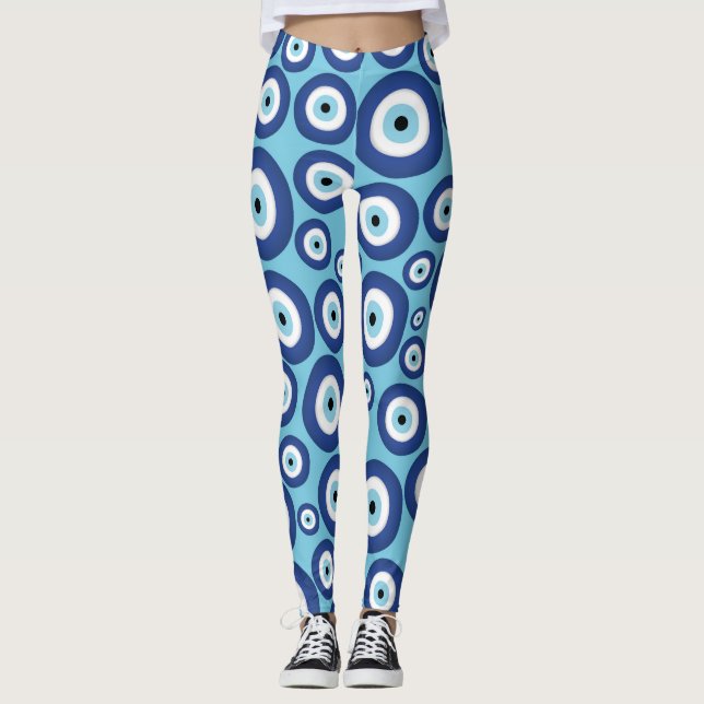 Greek Mati Mataki - Matiasma Evil Eye Pattern #2 Leggings (Front)