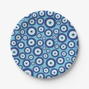 Greek Mati Mataki - Matiasma Evil Eye Pattern #2 Paper Plate