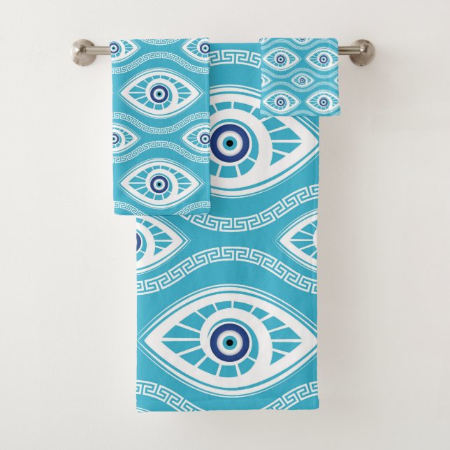 Greek Mati Mataki - Matiasma Evil Eye Pattern #6 Bath Towel Set (Insitu)
