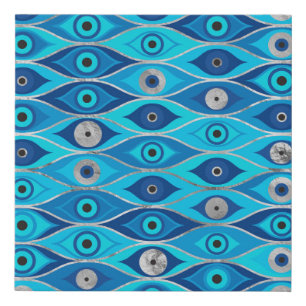 Greek Mati Mataki - Matiasma Evil Eye Pattern Faux Canvas Print