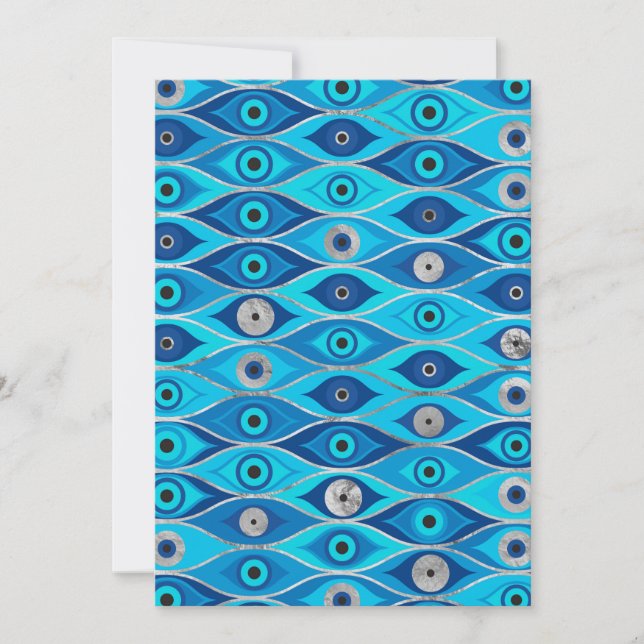 Greek Mati Mataki - Matiasma Evil Eye Pattern Holiday Card (Front)