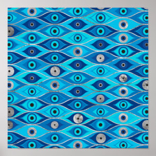 Greek Mati Mataki - Matiasma Evil Eye Pattern Poster