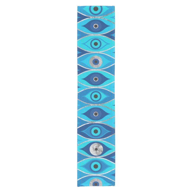 Greek Mati Mataki - Matiasma Evil Eye Pattern Short Table Runner (Front)
