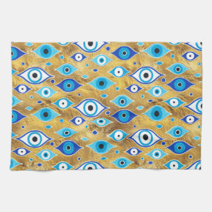 Greek Mati Mataki - Matiasma Evil Eye pattern Tea Towel