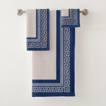 Greek Meander - Greek Key - Blue and beige