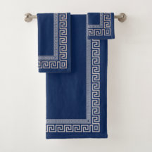 Greek Meander - Greek Key - Blue and beige
