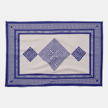 Greek Meander - Greek Key - Blue and Beige