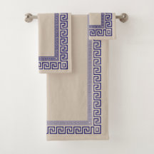 Greek Meander - Greek Key - Blue and cream