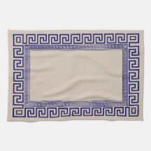 Greek Meander - Greek Key - Blue and cream 