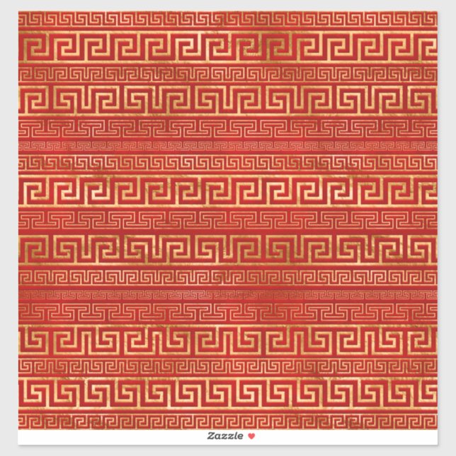 Greek Meander - Greek Key - Gold on Red (Sheet)