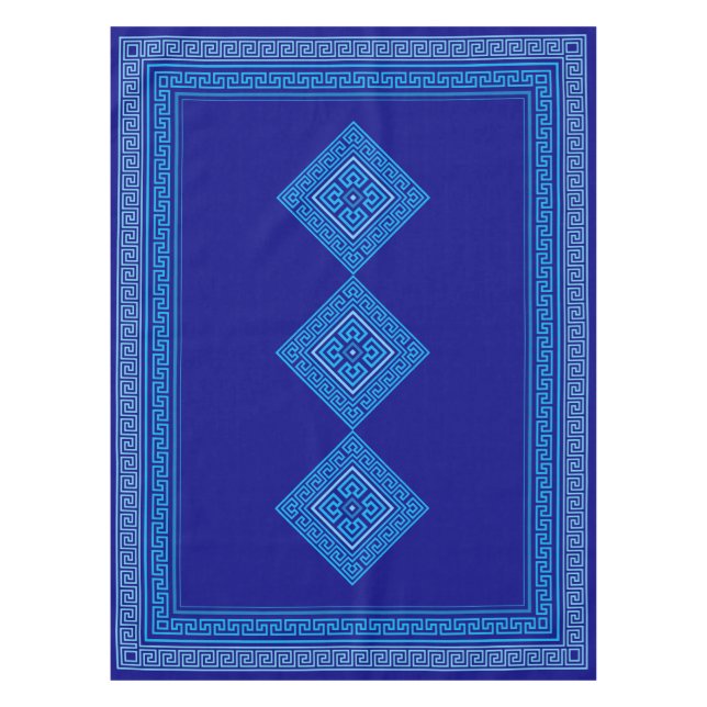 Greek Meander - Greek Key - Shades of blue  Tablecloth (Front)