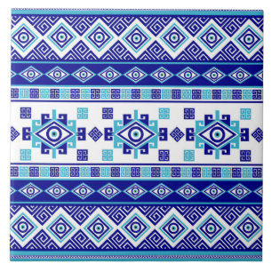 Greek Meander Key and Evil Eye Tile