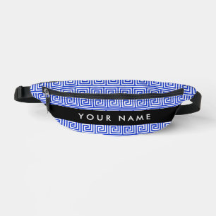 Greek Meander Key Blue, Your Name, Personalise Bum Bags