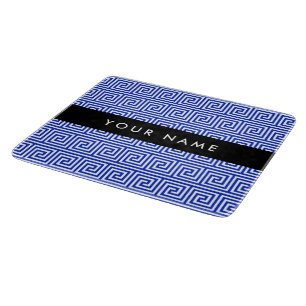 Greek Meander Key Blue, Your Name, Personalise Cutting Board
