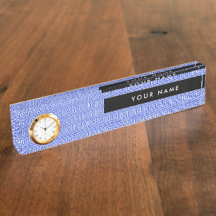 Greek Meander Key Blue, Your Name, Personalise Nameplate