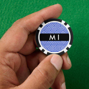 Greek Meander Key Blue, Your Name, Personalise Poker Chips