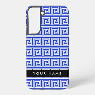 Greek Meander Key Blue, Your Name, Personalise Samsung Galaxy Case