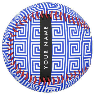 Greek Meander Key Blue, Your Name, Personalise Softball