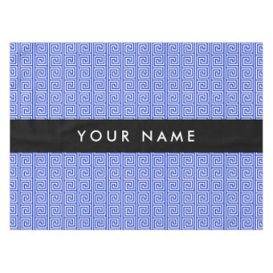 Greek Meander Key Blue, Your Name, Personalise Tablecloth