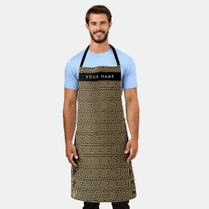 Greek Meander Key Brown, Your Name, Personalise Apron