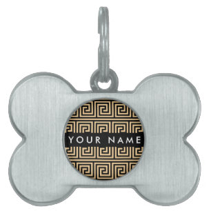 Greek Meander Key Brown, Your Name, Personalise Pet ID Tag